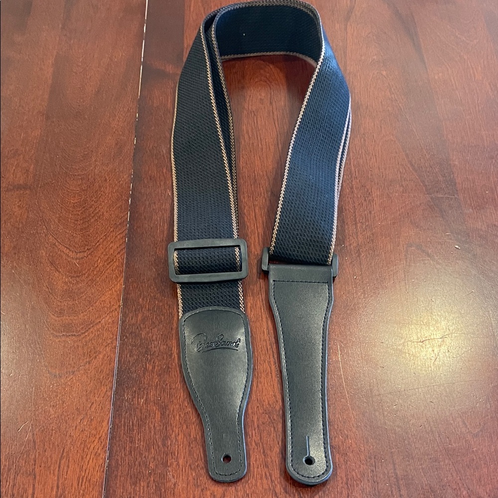 0208100 BestSounds Acoustic Guitar Strap, Soft Cotton & Leather Ends Strap